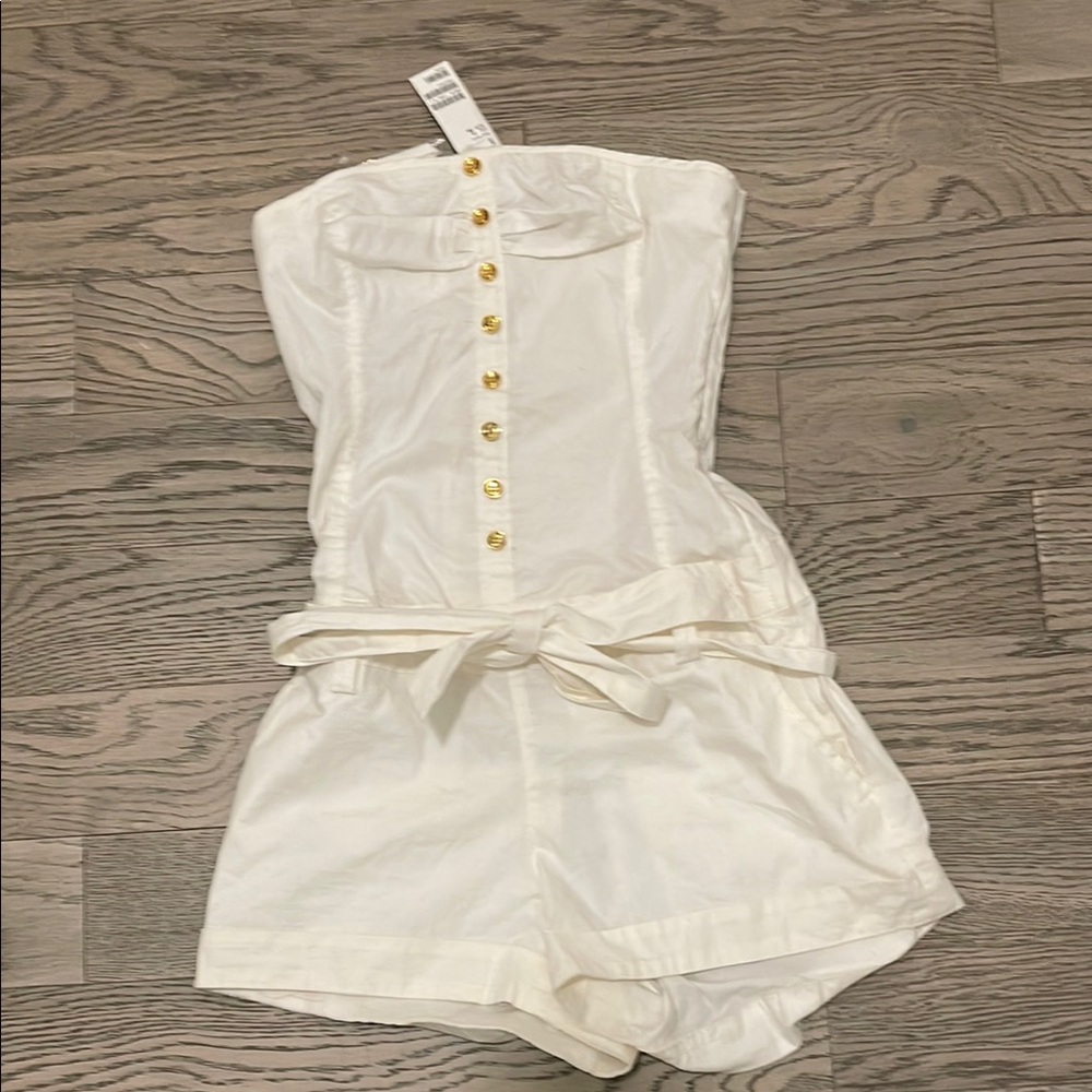 NEW. NWT. H&M. White / Cream. Romper with Gold Buttons. Stretch